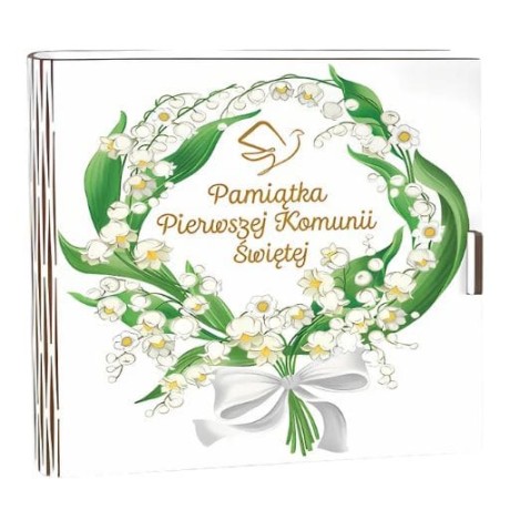 Przejdź do produktu Pudełko na pieniądze kwadrat KOMUNIA - Konwalia - #3308-KOM1