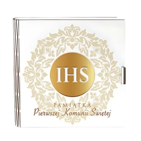 Przejdź do produktu Pudełko na pieniądze kwadrat KOMUNIA - Złoty IHS - #3308-KOM5