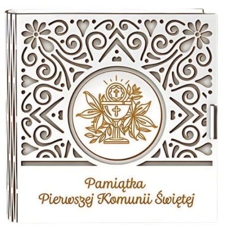 Przejdź do produktu Pudełko na pieniądze kwadrat KOMUNIA - Ażur - #3308A-KOM1B