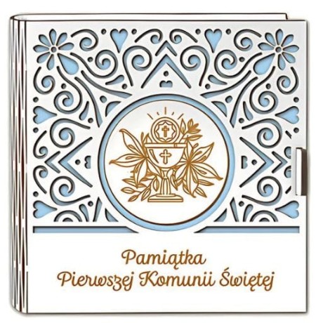 Przejdź do produktu Pudełko na pieniądze kwadrat KOMUNIA - Ażur - #3308A-KOM1N