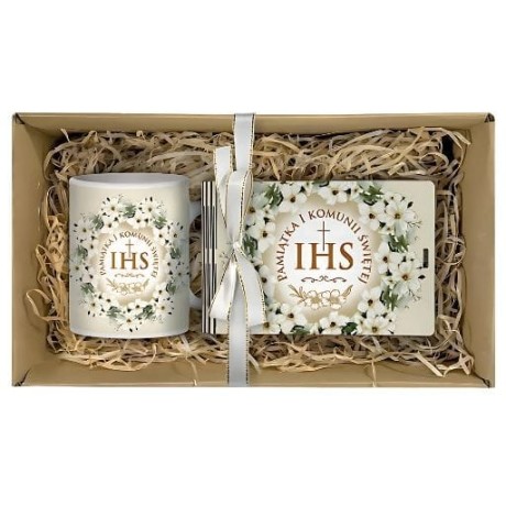 Przejdź do produktu Zestaw KUBEK + BANKNOTÓWKA na pieniądze KOMUNIA - Wianek - #3346-KOM2