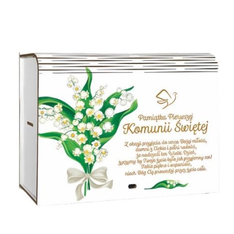 Przejdź do produktu Pudełko dzielone na gadżety pieniądze KOMUNIA - Konwalia - #3307-KOM1