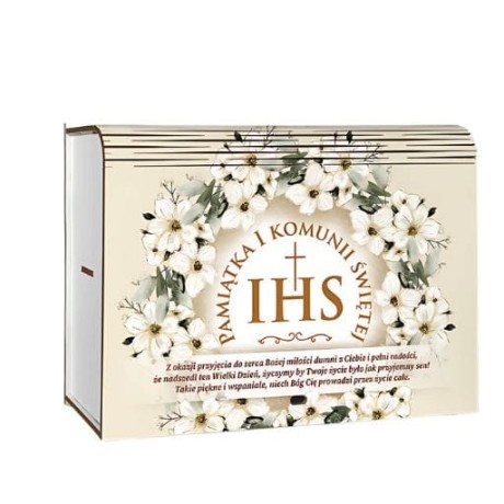 Przejdź do produktu Pudełko dzielone na gadżety pieniądze KOMUNIA - Wianek - #3307-KOM2